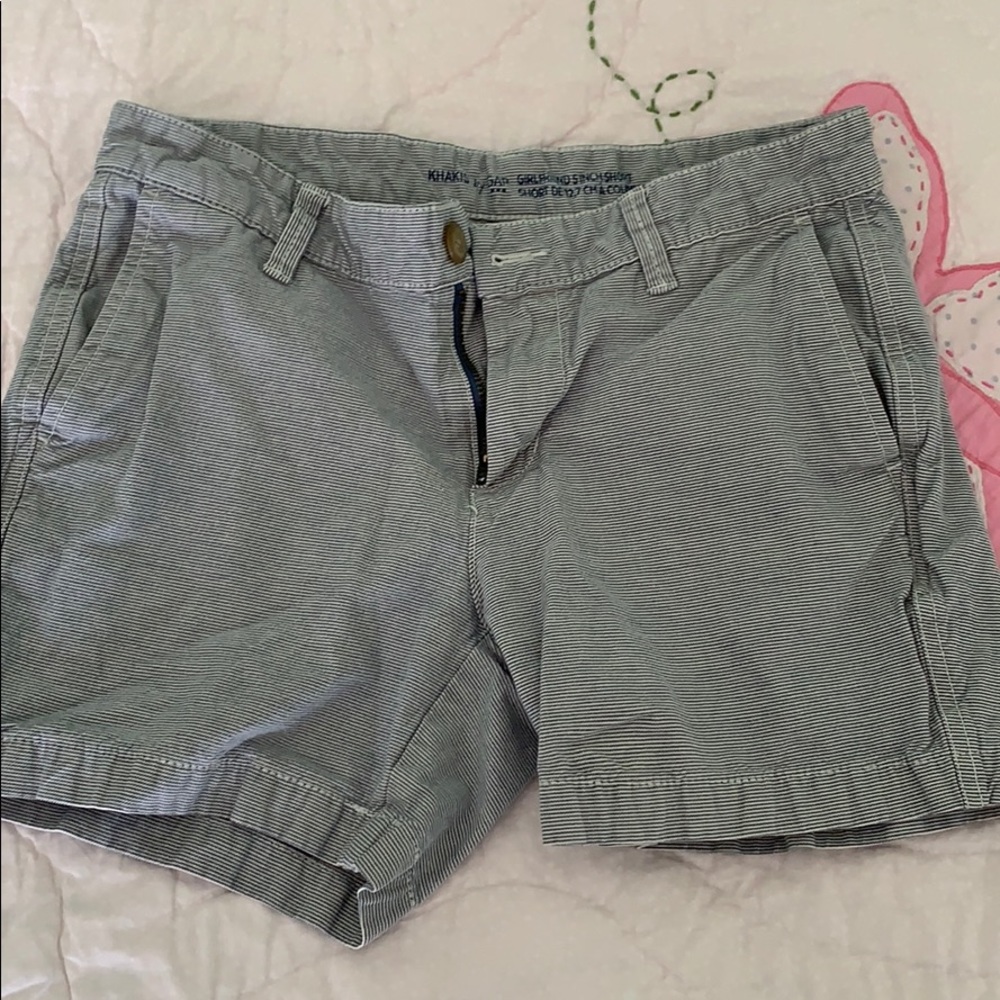 Gray and white girlfriend shorts